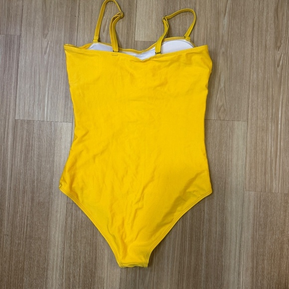 Bright Yellow Ruched One-Piece Swimsuit – Size 8 - Picture 4 of 4